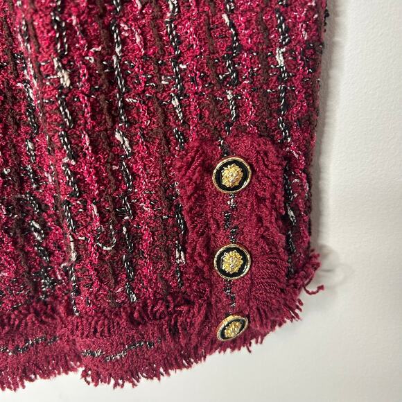 Peter PJ Jan Vintage Red Boucle Knit Jacket 6 / Medium Wool - Picture 4 of 6